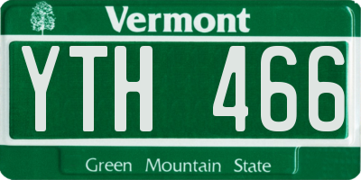 VT license plate YTH466