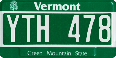 VT license plate YTH478