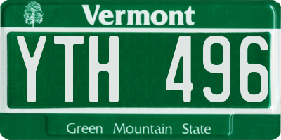 VT license plate YTH496