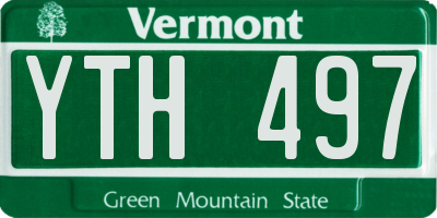 VT license plate YTH497