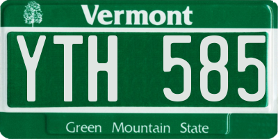 VT license plate YTH585