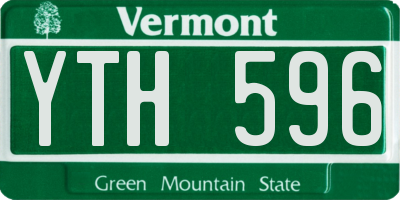VT license plate YTH596
