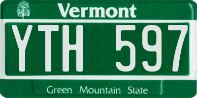 VT license plate YTH597