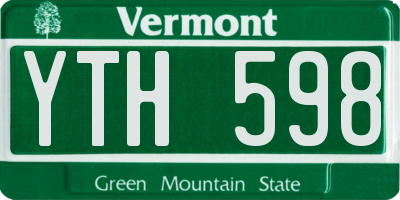 VT license plate YTH598