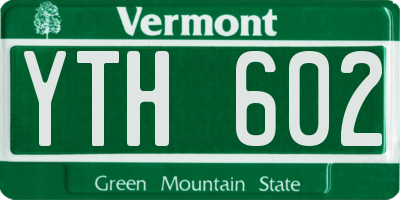 VT license plate YTH602