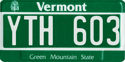 VT license plate YTH603