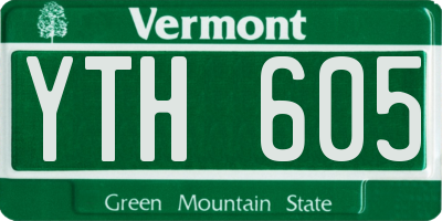 VT license plate YTH605