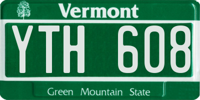 VT license plate YTH608