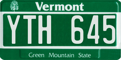 VT license plate YTH645