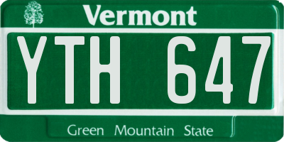 VT license plate YTH647