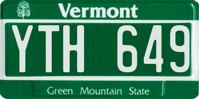 VT license plate YTH649