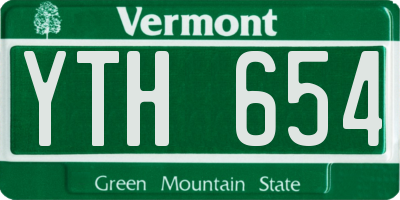 VT license plate YTH654