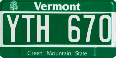 VT license plate YTH670