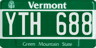 VT license plate YTH688