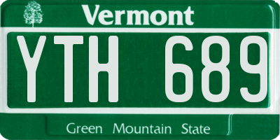 VT license plate YTH689