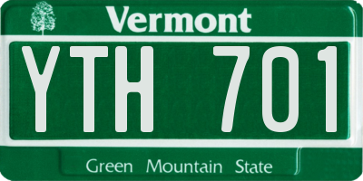 VT license plate YTH701