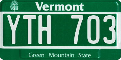 VT license plate YTH703