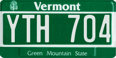 VT license plate YTH704