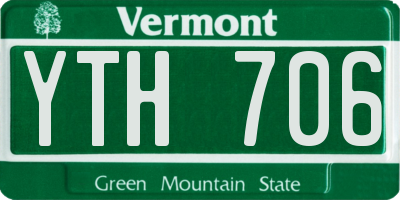 VT license plate YTH706