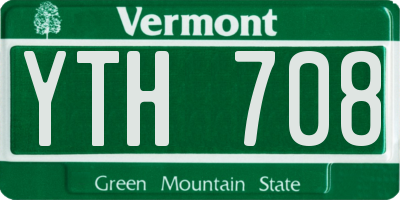 VT license plate YTH708