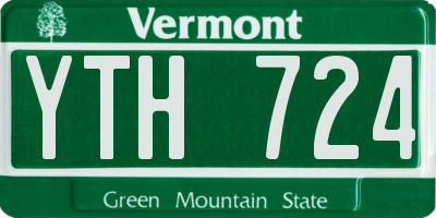VT license plate YTH724