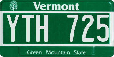 VT license plate YTH725