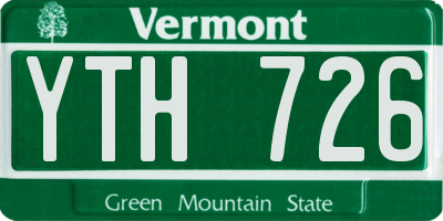 VT license plate YTH726
