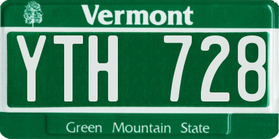 VT license plate YTH728