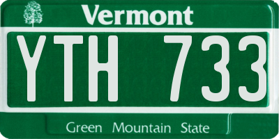 VT license plate YTH733