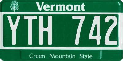 VT license plate YTH742