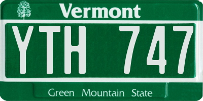 VT license plate YTH747