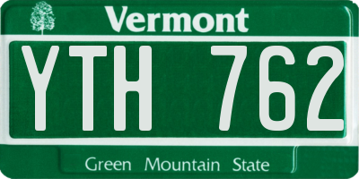 VT license plate YTH762
