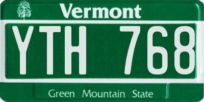 VT license plate YTH768