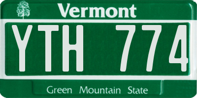 VT license plate YTH774