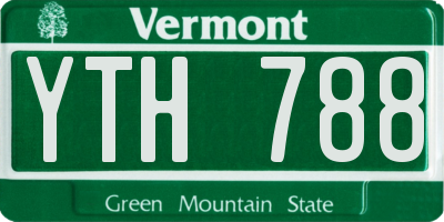 VT license plate YTH788