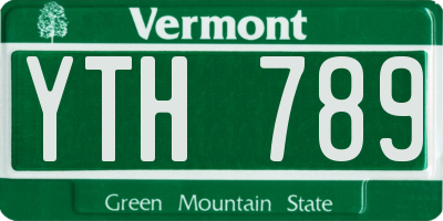 VT license plate YTH789