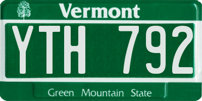 VT license plate YTH792