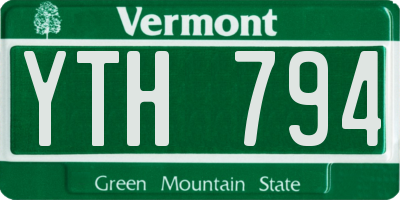 VT license plate YTH794