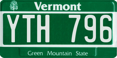 VT license plate YTH796