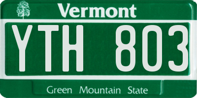 VT license plate YTH803
