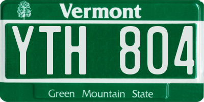 VT license plate YTH804