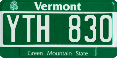 VT license plate YTH830