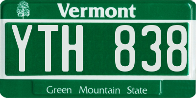 VT license plate YTH838