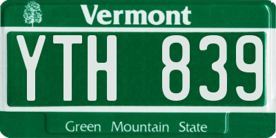 VT license plate YTH839