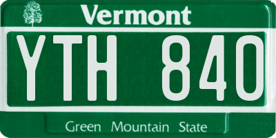 VT license plate YTH840