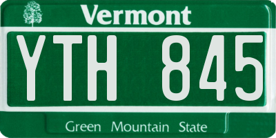VT license plate YTH845