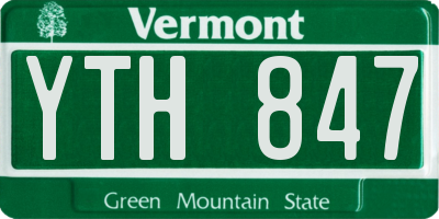VT license plate YTH847