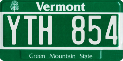 VT license plate YTH854