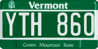 VT license plate YTH860