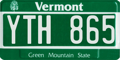 VT license plate YTH865